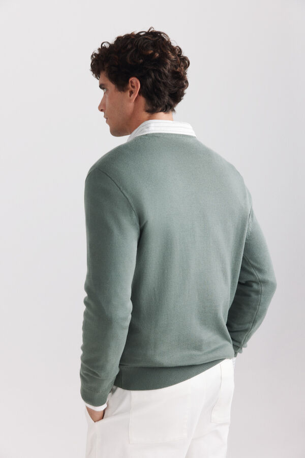 Springfield Camisola b&aacute;sica gola redonda verde