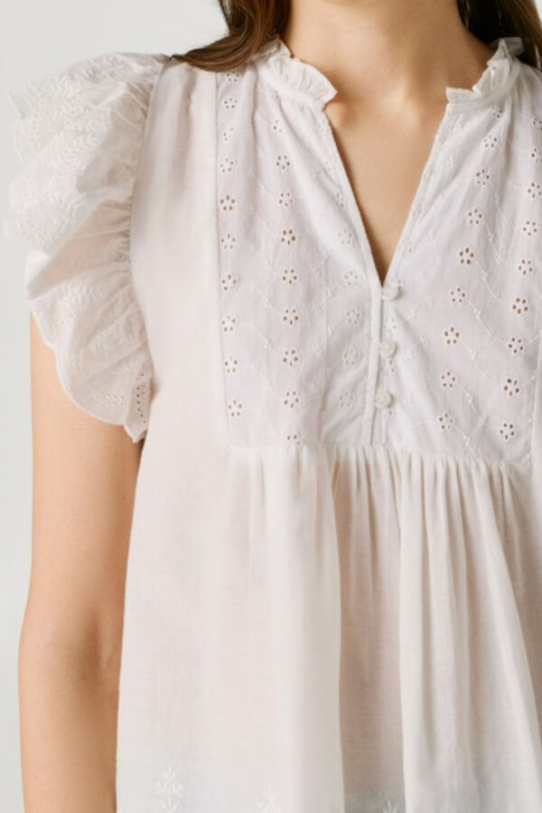 Pepe Jeans Camisa manga borboleta bege