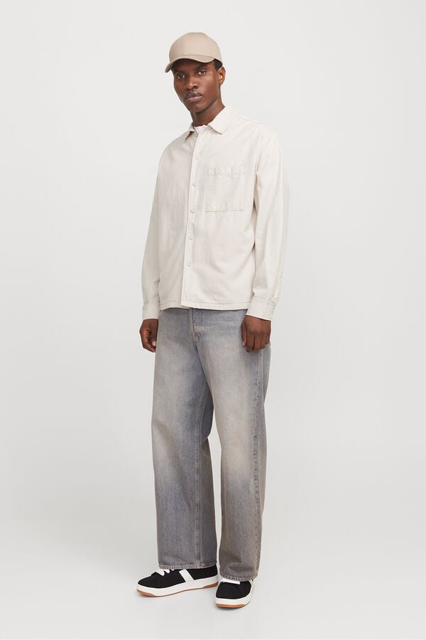 Jack & Jones Sobrecamisa de sarja corte amplo cinzento