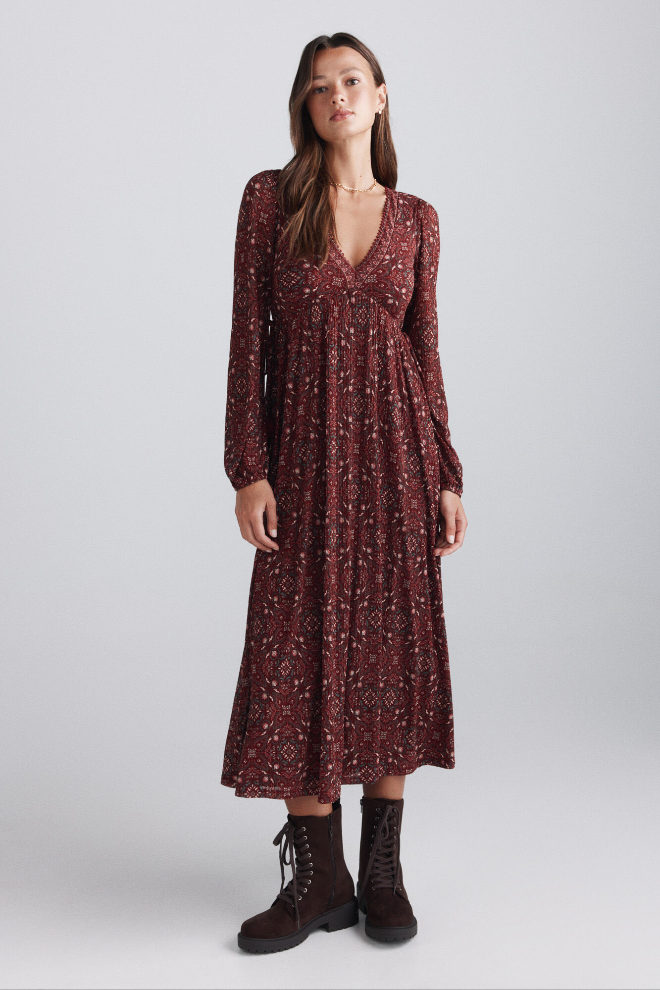 Springfield Vestido midi estampado boho