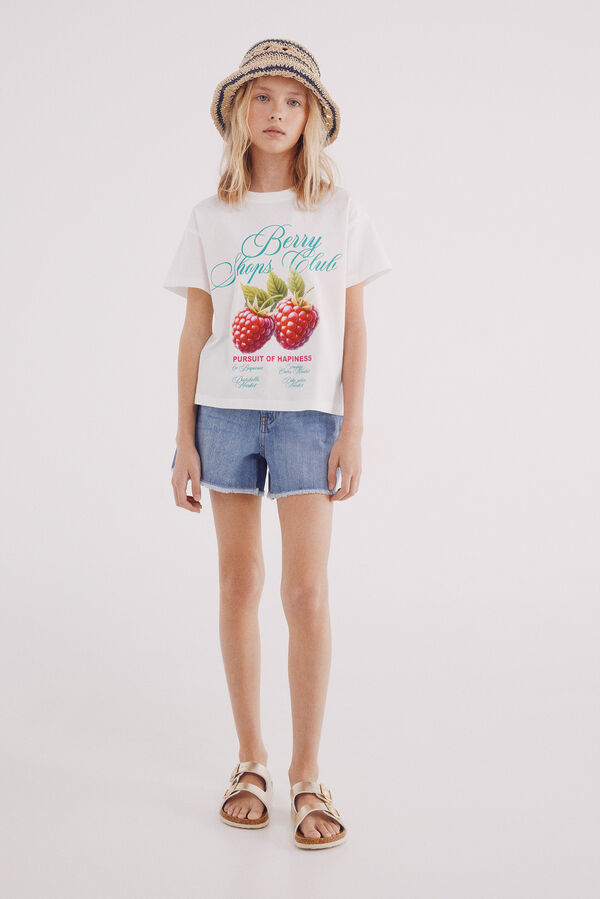 Springfield Kids Camiseta da menina cereja branco