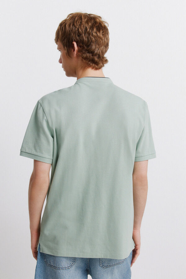 Springfield Polo em piqu&eacute; gola mao slim fit verde
