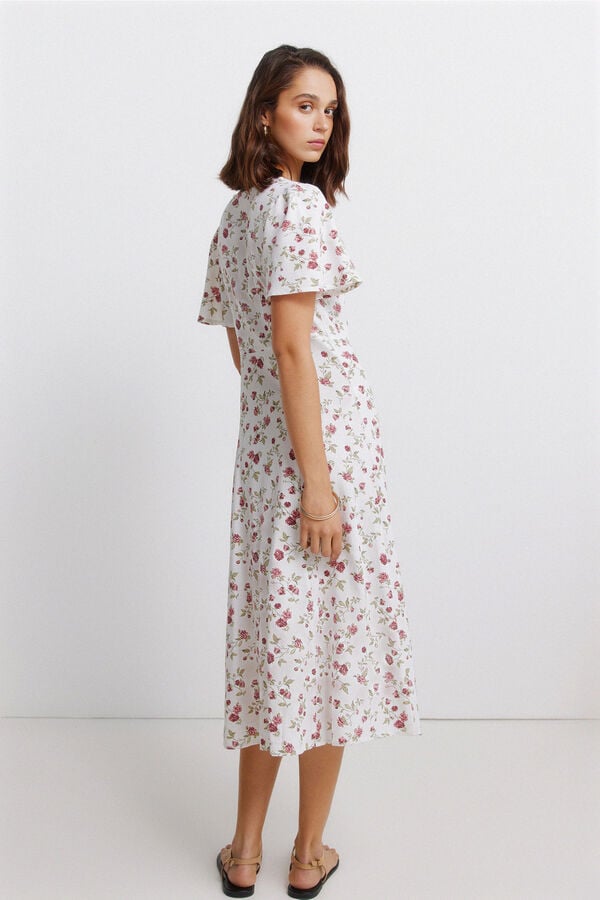 Springfield Vestido midi estampado floral branco