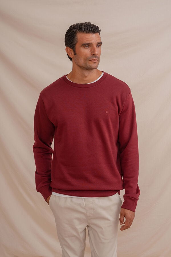 Celopman Sweatshirt básico com gola redonda  vermelho