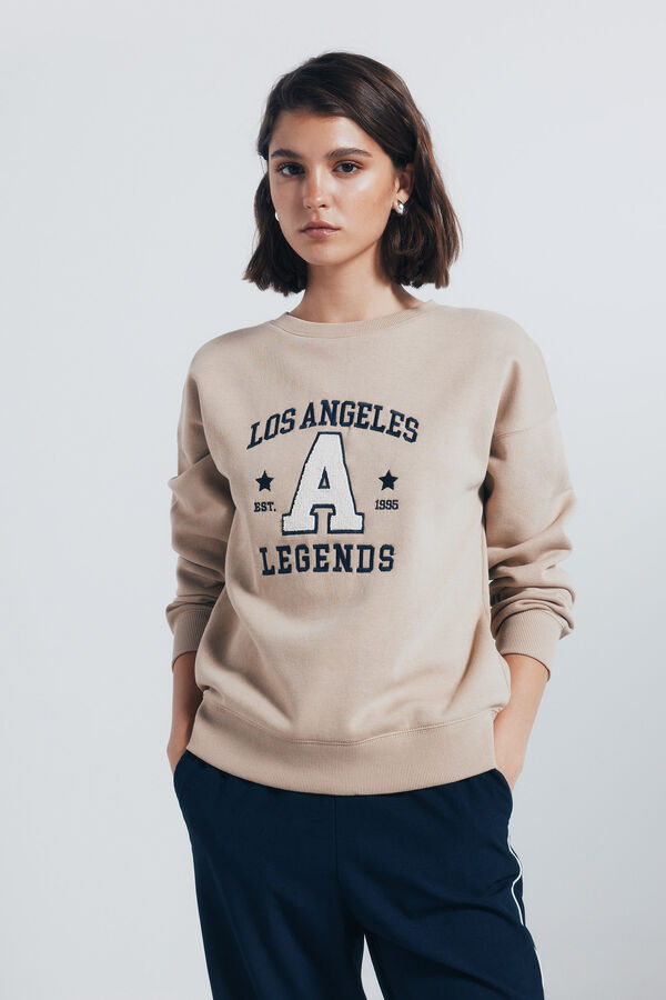 Springfield Sweatshirt com estampa urbana camel