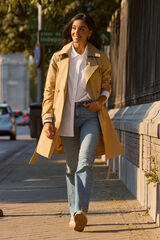 Springfield Belted trench coat nude