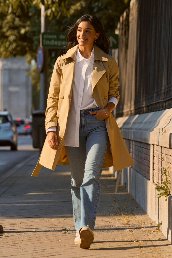 Springfield Belted trench coat nude
