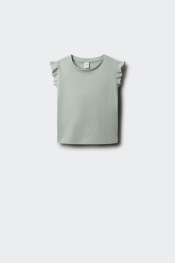 Springfield Kids T-shirt de manga curta com folho bordado para menina verde