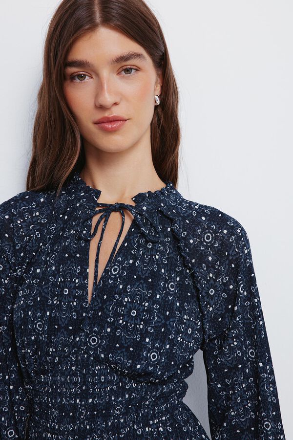 Springfield Vestido midi com cintura elástica azul