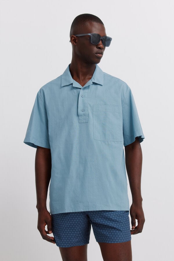 Springfield Fato de banho estampado mosaico bolso fecho-&eacute;clair azul