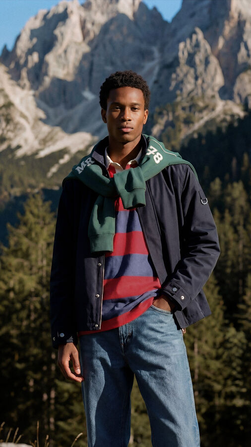 Springfield Polo rugby manga comprida riscas azul