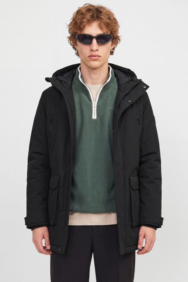 Jack & Jones Parka comprida 100% poli&eacute;ster preto