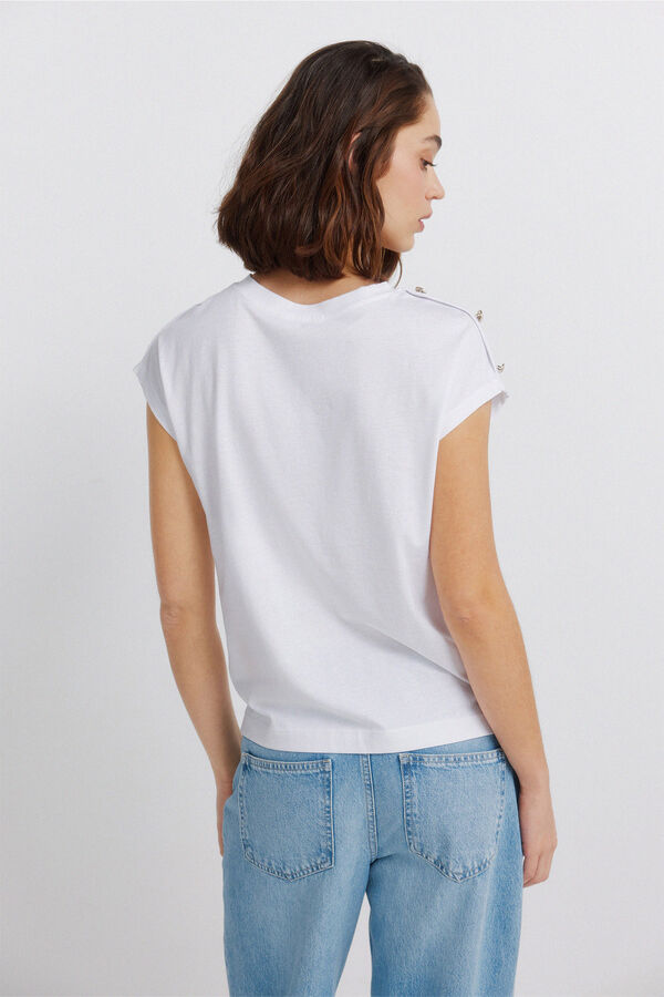 Springfield T-shirt de manga curta com bot&otilde;es branco