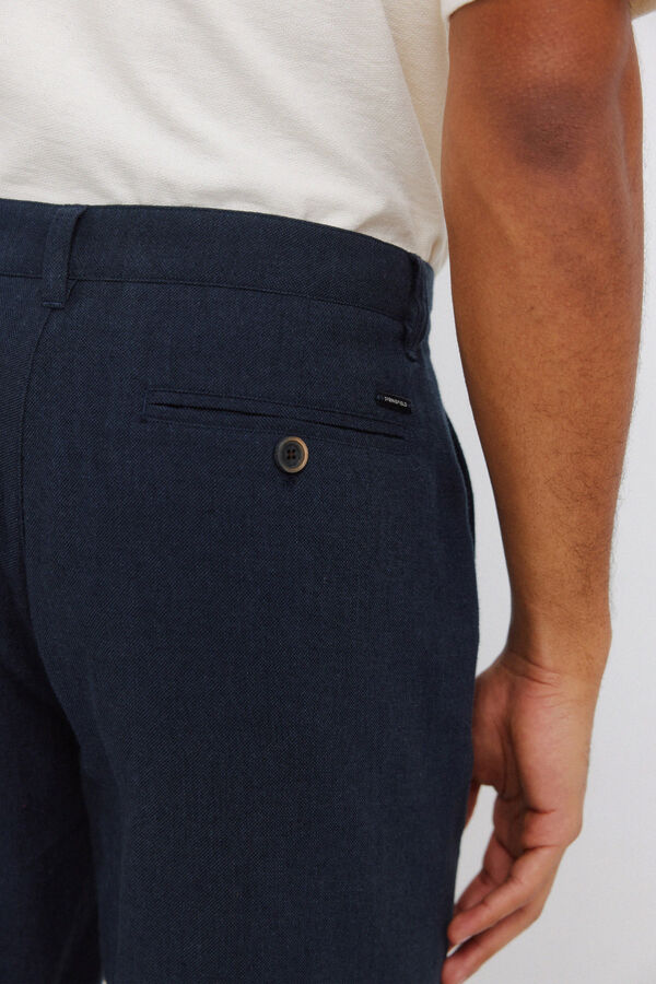 Springfield Dobby linen comfort fit Bermuda shorts blue