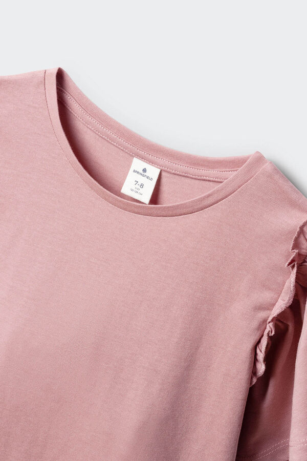 Springfield Kids T-shirt manga curta com folhos para menina rosa