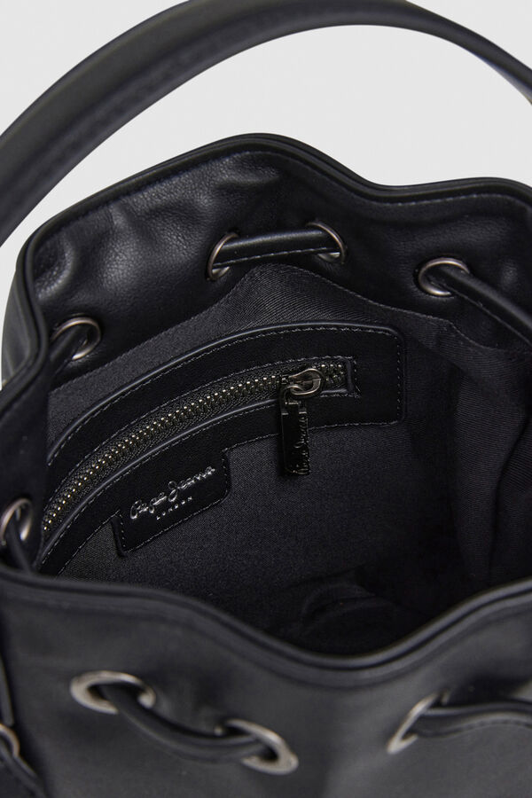 Pepe Jeans Bolsa balde com efeito de couro preto