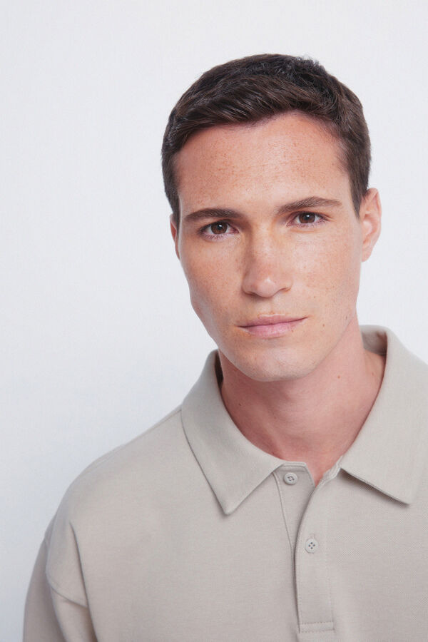 Springfield Polo piqu&eacute; manga comprida interlock boxy fit cru