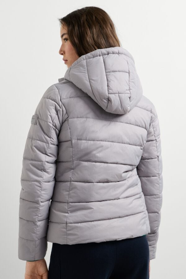 Pepe Jeans Sobretudo acolchoado com capuz e bolsos cinzento