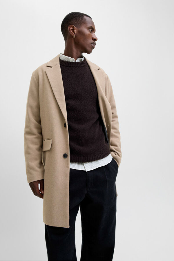 Jack & Jones Sobretudo de gola italiana cinzento