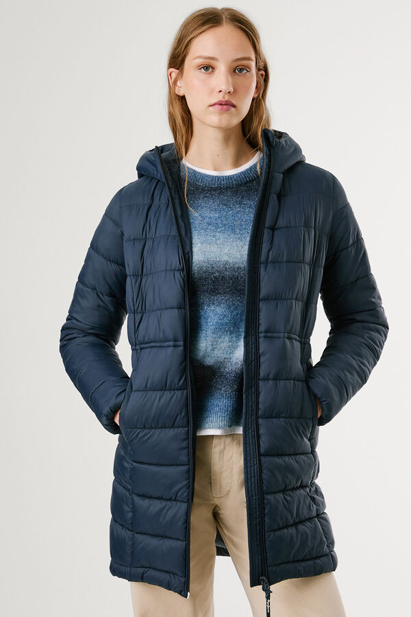 Pepe Jeans Jaqueta longa acolchoada de plumas azul