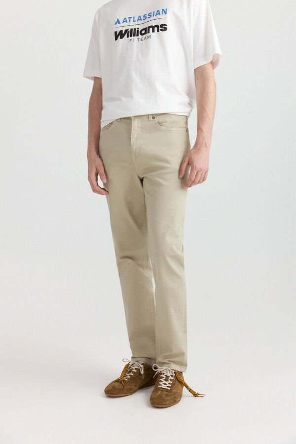 Springfield Cal&ccedil;a 5 bolsos slim lavagem desbotada cru