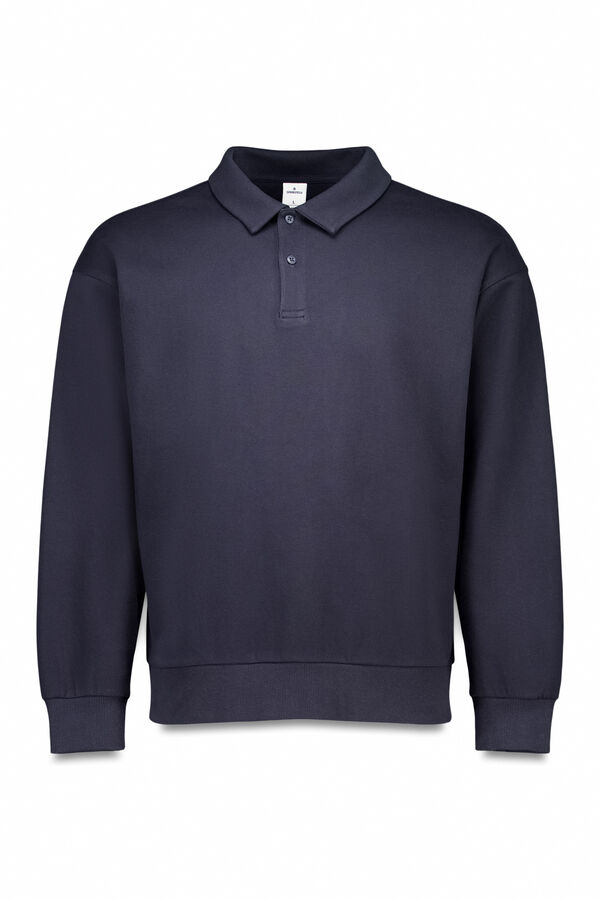 Springfield Polo piqu&eacute; manga comprida interlock boxy fit azul