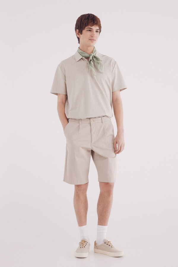 Springfield Polo piqué estructura bicolor regular fit beige