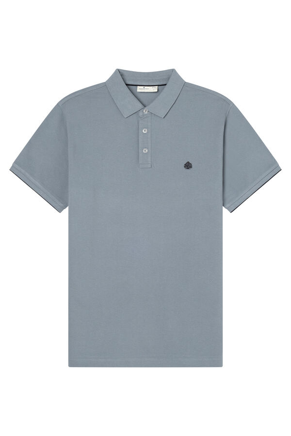 Springfield Polo piqu&eacute; punho em contraste slim fit azul