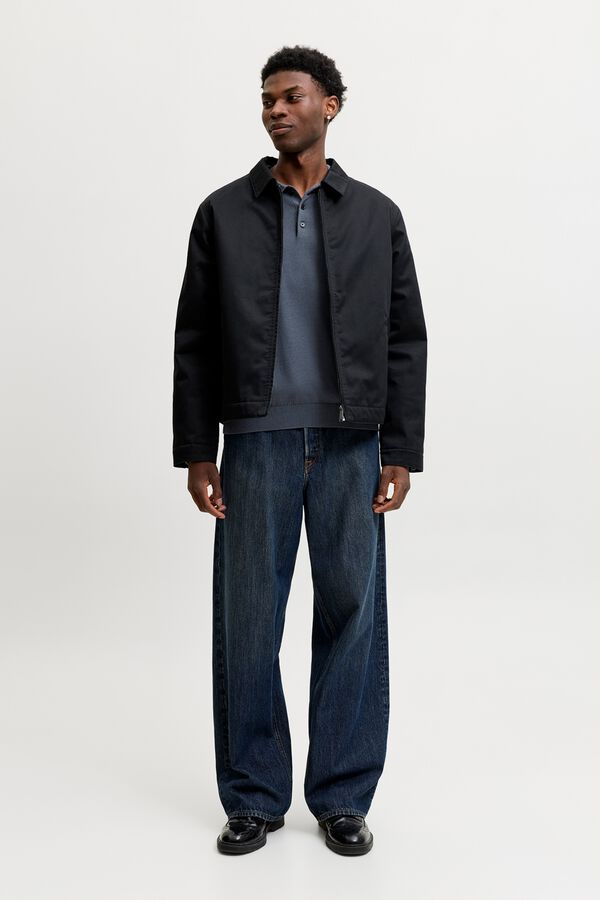 Jack & Jones Polo de malha 100% algod&atilde;o cinzento