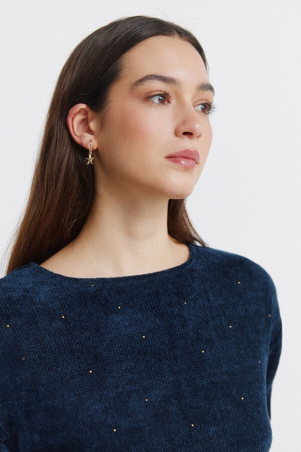 Springfield T-shirt cravejada de chenille azul