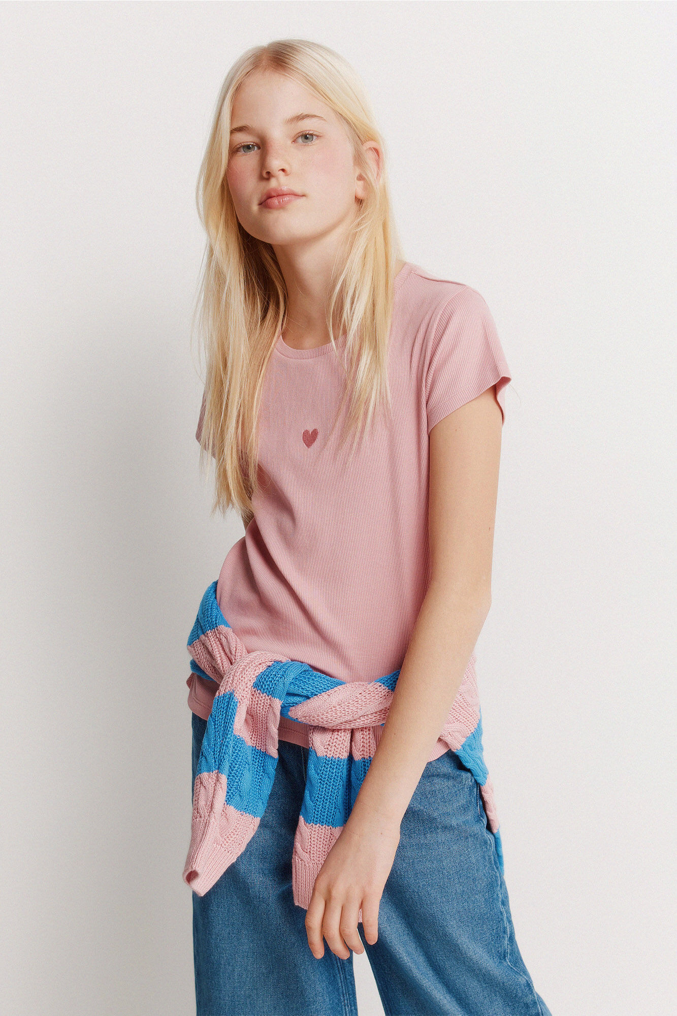 Springfield Kids T-shirt manga curta canelada para menina