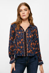 Springfield Blusa Flores Cenefas azul