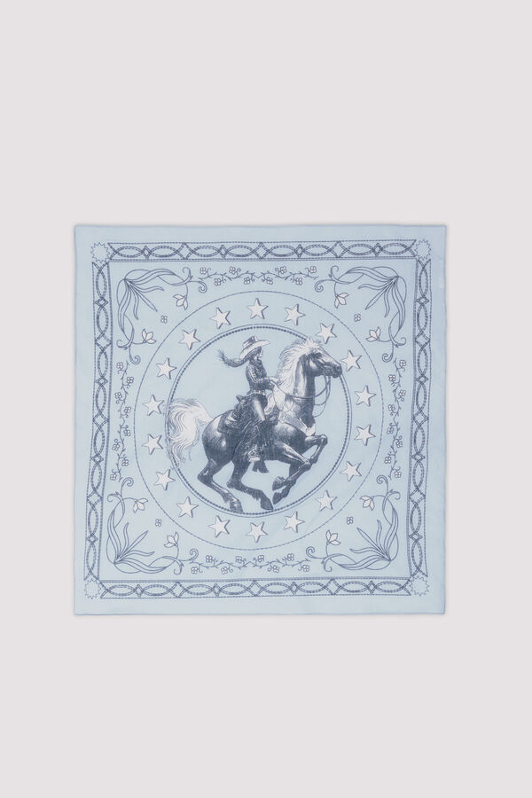 Springfield Cowboy girl horse bandana scarf blue