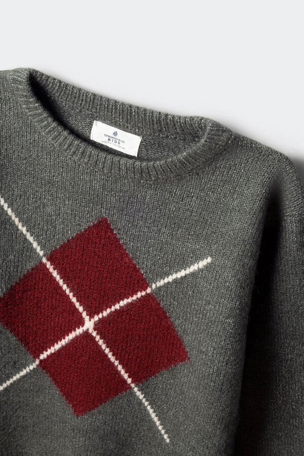 Springfield Kids Camisola c&aacute;qui com estampa de diamantes para meninos verde