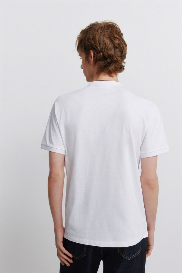 Springfield Polo de piqu&eacute; gola mao slim fit branco