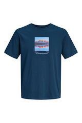 Jack & Jones PLUS T-shirt b&aacute;sica com estampado  azul