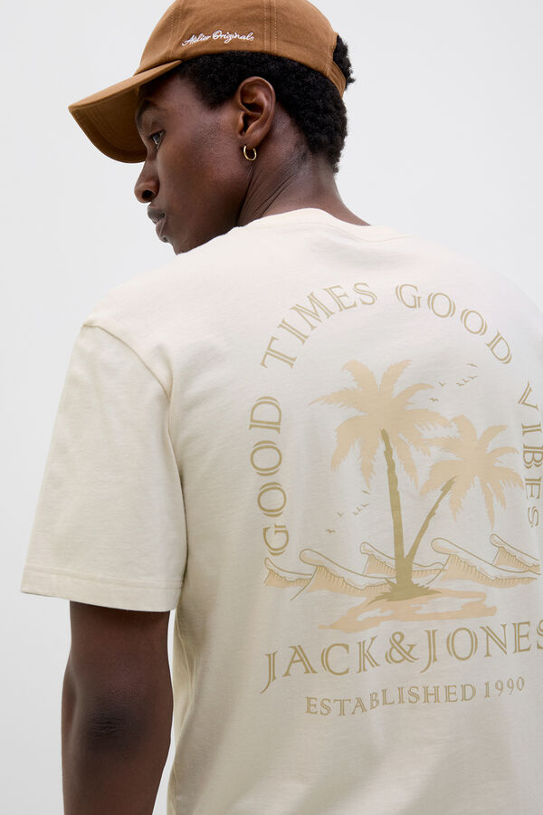 Jack & Jones T-shirt slim com estampado nas costas cinzento