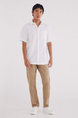 Springfield Calça calças chino slim fit com micro estampa castanho