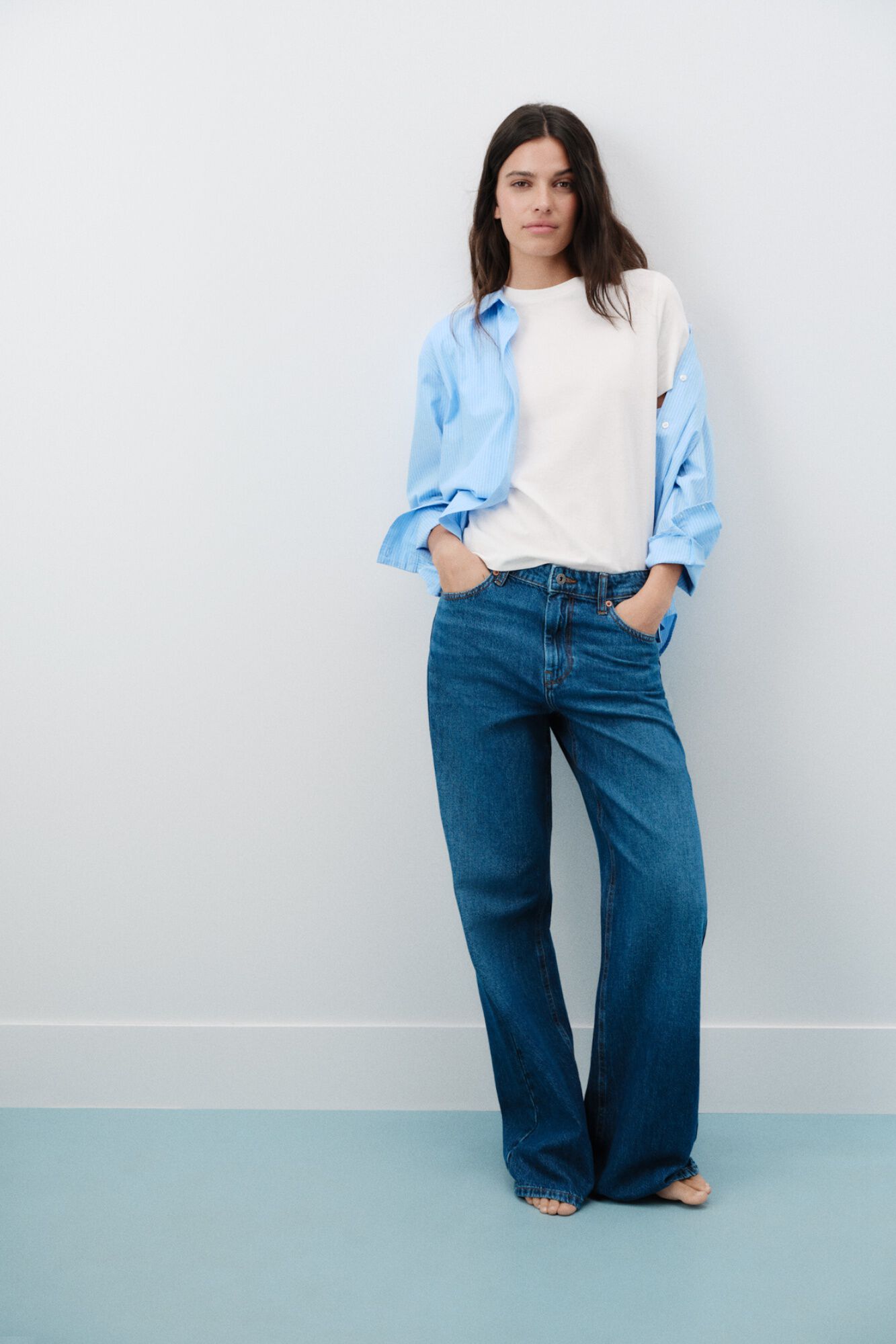 Springfield Jeans wide leg de cintura m&eacute;dia
