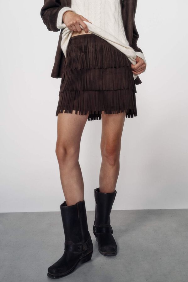 High Spirits saia de veludo castanho