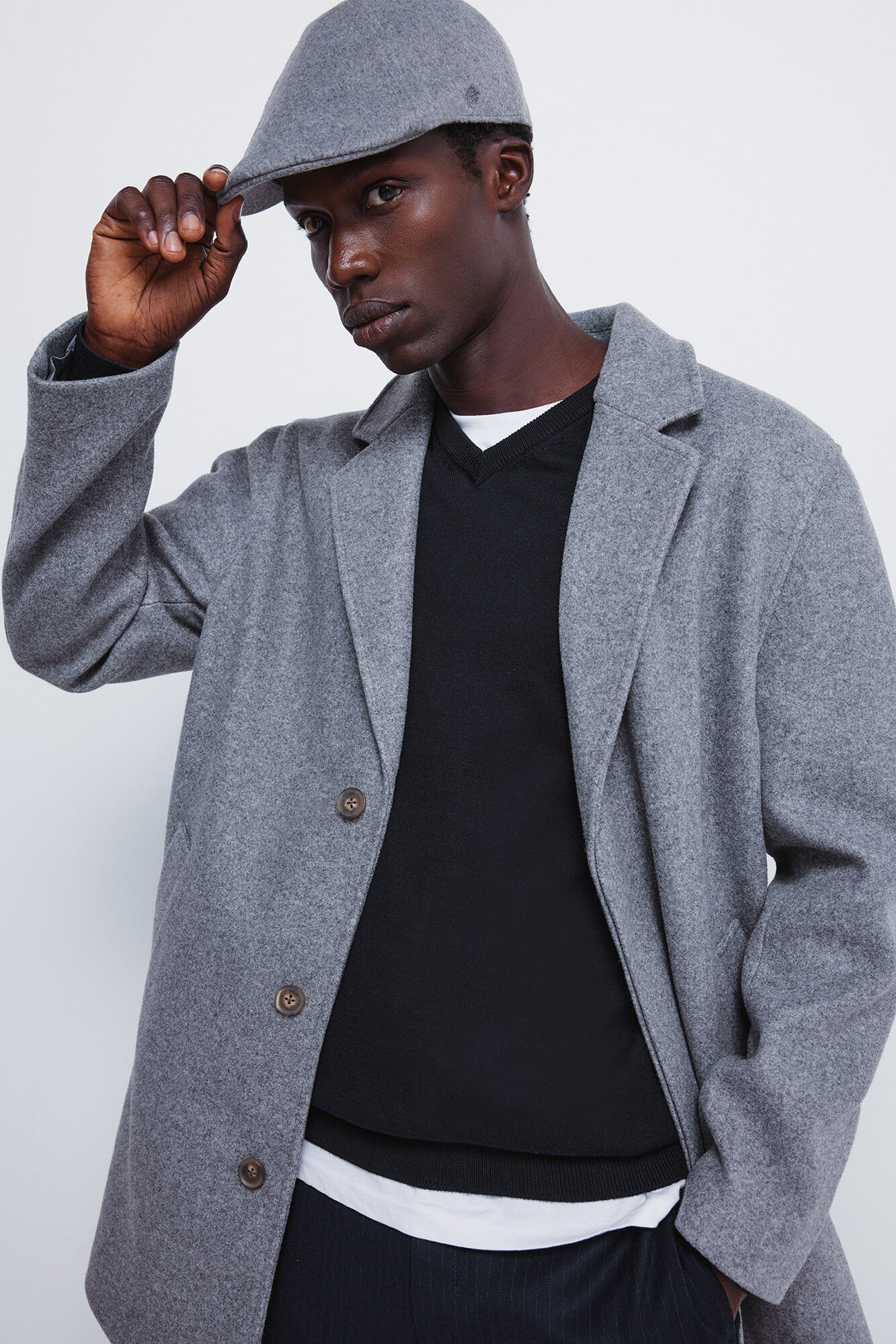 Springfield Gorra plana gris mezcla lana