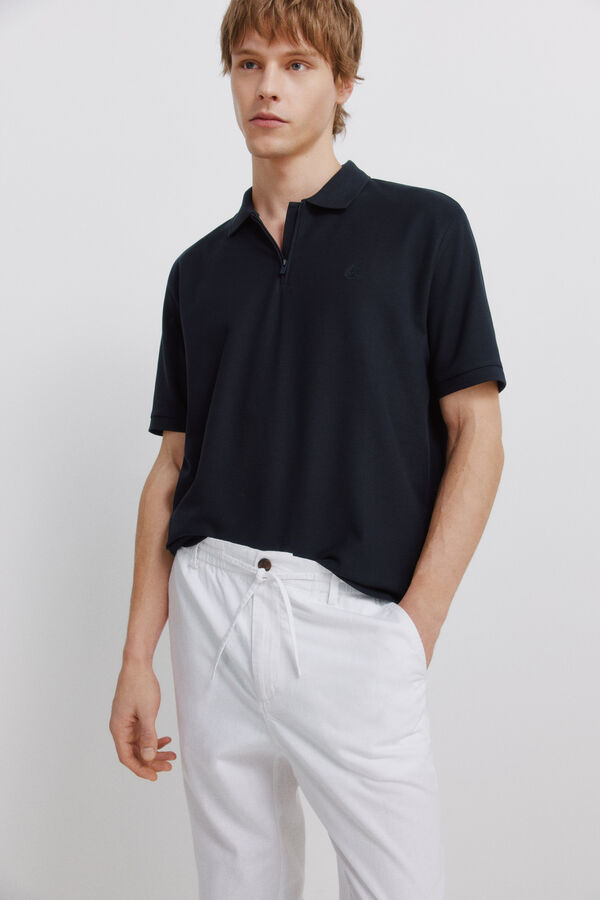 Springfield Cal&ccedil;as chino em linho comfort fit branco