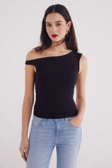 Springfield Top assimétrico liso preto