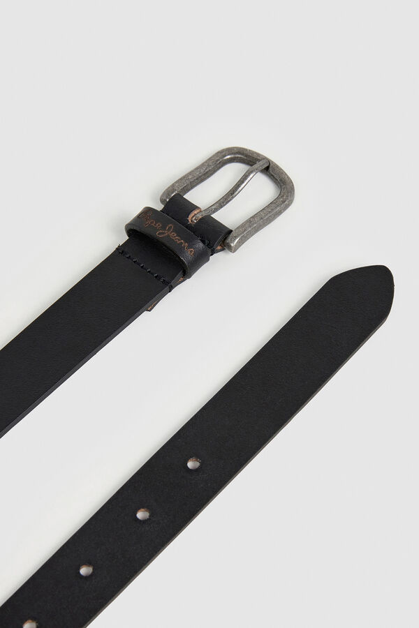 Pepe Jeans Leather buckle belt black