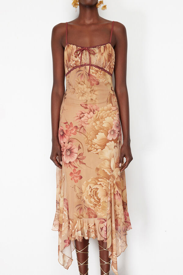 Trendyol Vestido midi detalle lazo blanco