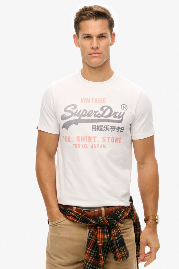 Superdry T-shirt manga curta b&aacute;sica com log&oacute;tipo grande branco