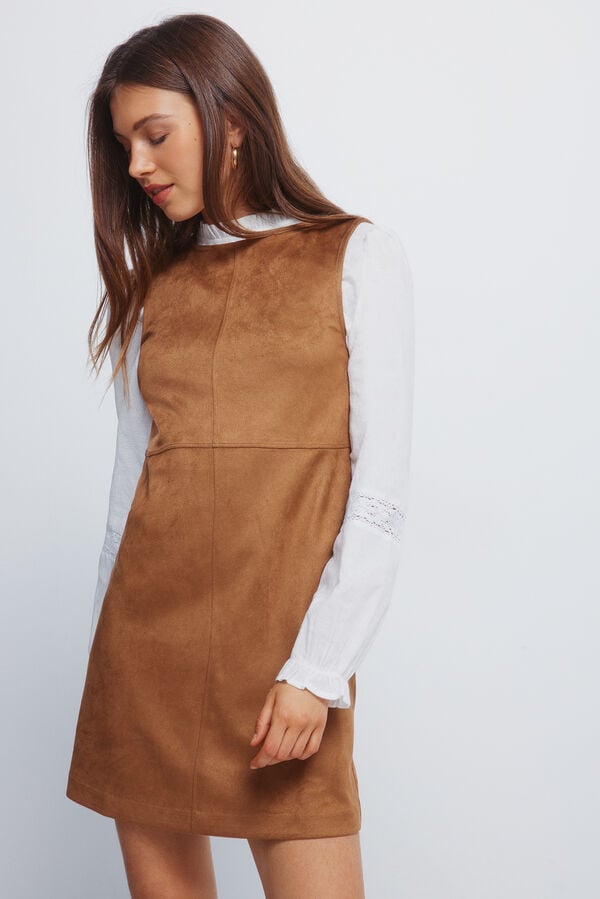 Springfield Vestido curto de camurça evasê cru