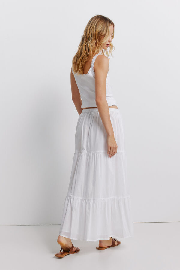 Springfield Saia midi com folhos branco
