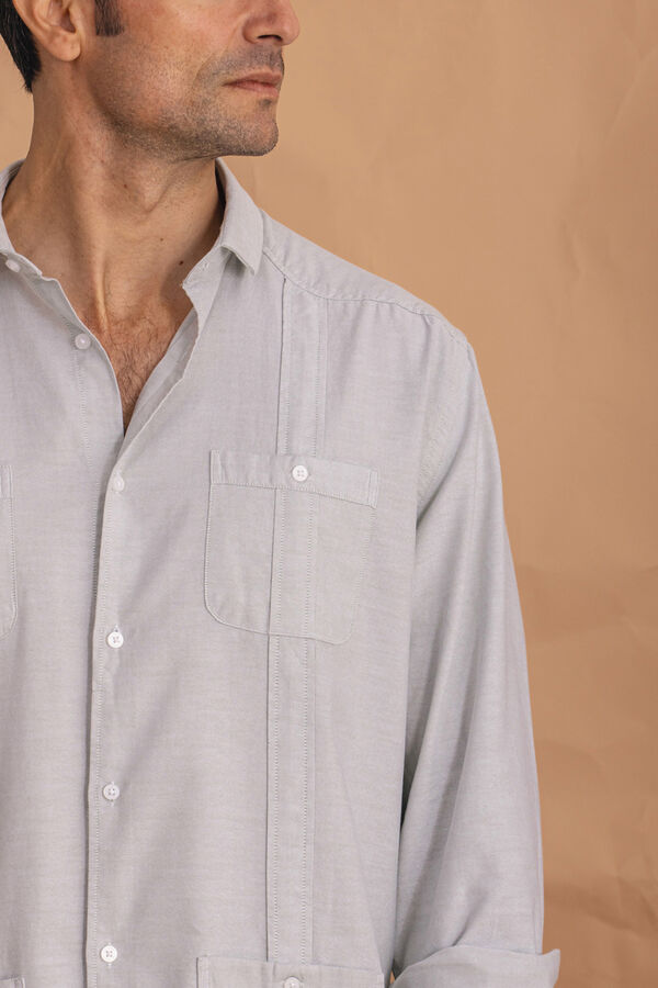 Celopman Camisa branca cubana verde