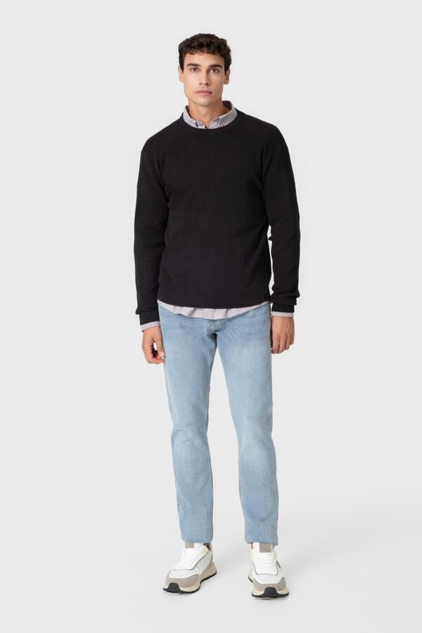 Celopman Round neck basic jumper black